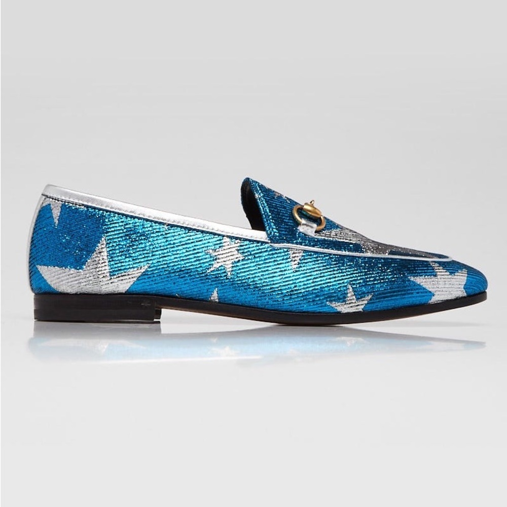 Gucci Jordaan Lurex Calfskin Loafers Starry Sky